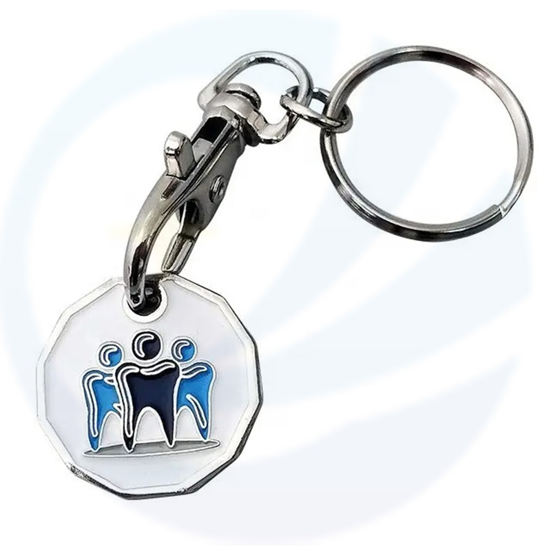Custom Wholesale Cheap UK Coin Key Ring Trolley Token Keychain Metal Holder Keyring