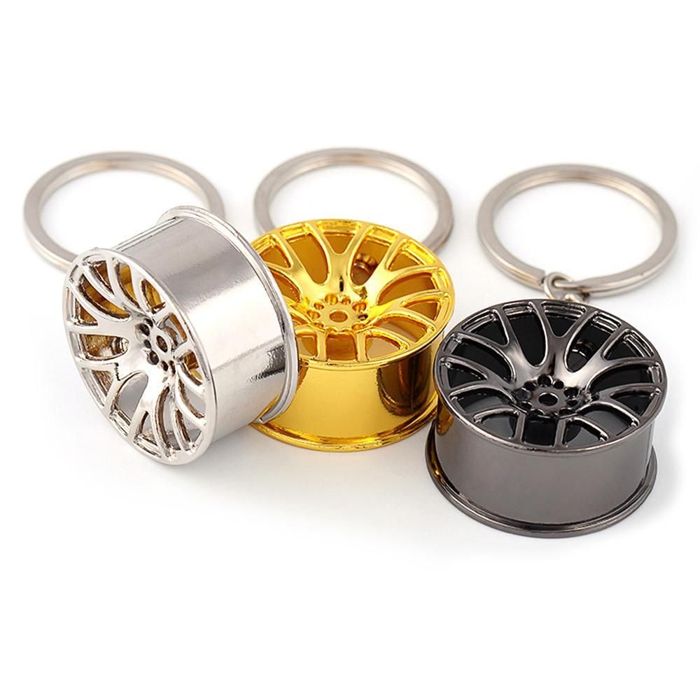 Custom 3D Metallic Wheels Keychains Auto Parts Modification Simulation turbo Keychains Creative Design Metal Zinc Alloy Keychain