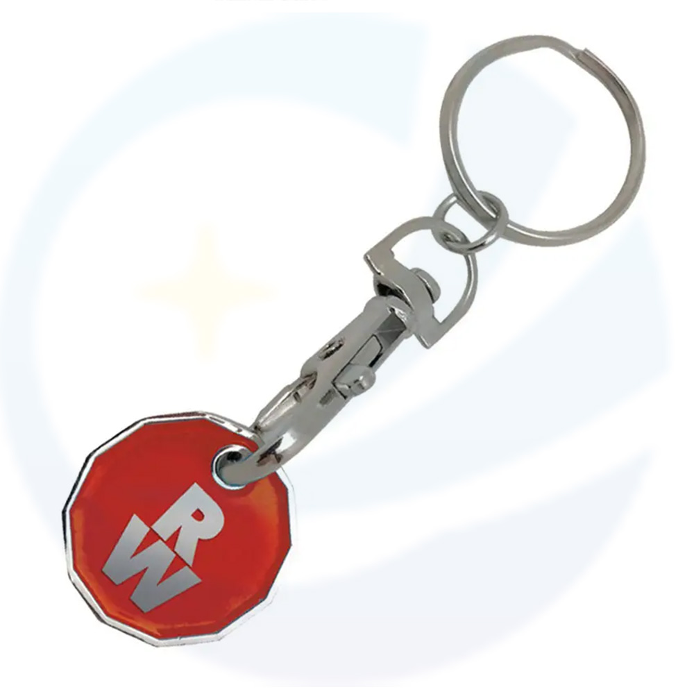 Custom Wholesale Cheap UK Coin Key Ring Trolley Token Keychain Metal Holder Keyring