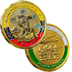  Custom Soft Enamel Logo Metal 3d Embossed Colombia Gold Coin