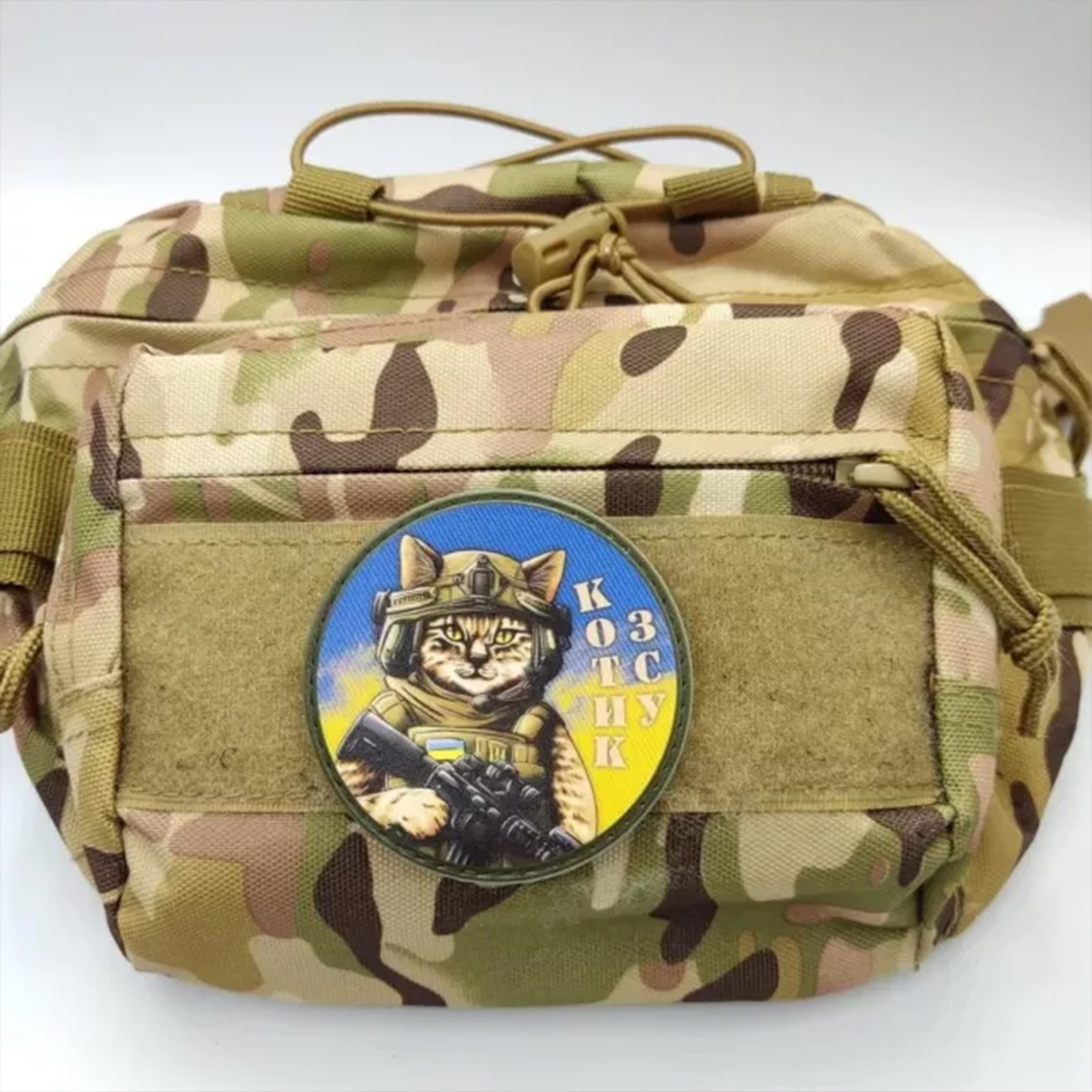 Custom Ukraine Cat PVC Morale Patch UV Printing Hook & Loop Tactical Patch for Vests, Hats, and Outdoor Packs
