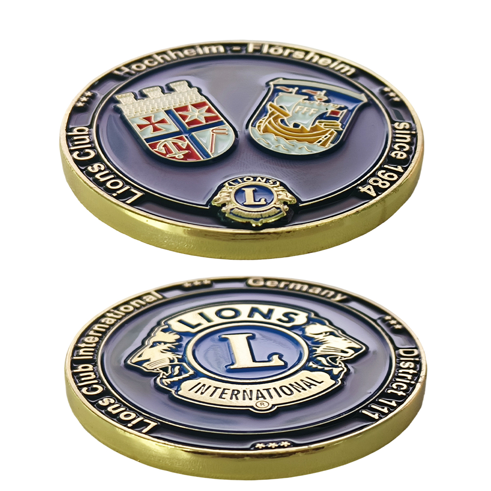 Lions Club International Shield Design Custom Coin Souvenir Enamel 3D Challenge Medal Metal Coin Custom Personalized Coins Gift