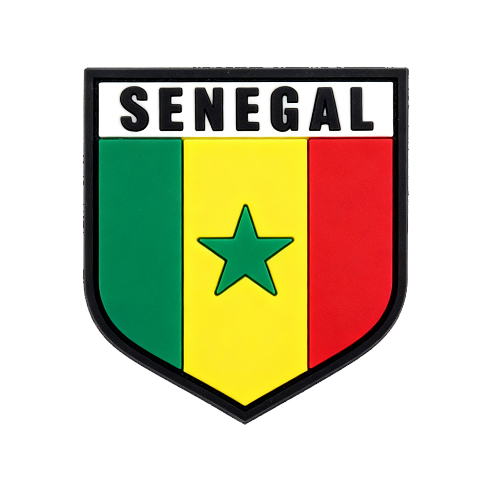 Custom Senegal Logo Heat Press Sew Iron on Rubber Badges Silicone Soft 2d 3d Rubber Pvc Patch