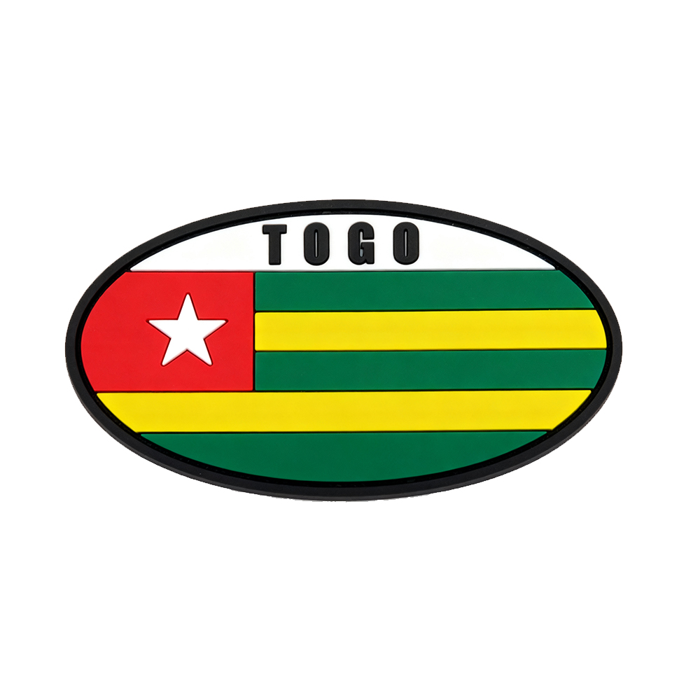 Custom Togo Rubber Iron on PVC Patch Badges Backpack Hat Hook Sewing Patches Soft Silicone 3D Embossed Rubber Patch for Garment