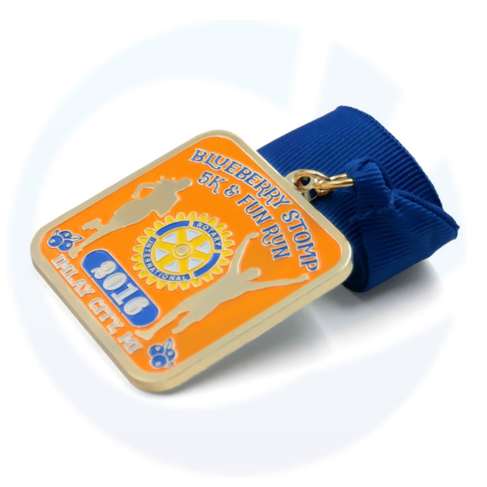 Zinc Alloy Casting Gold Asard rotary international 5k fun run Medal