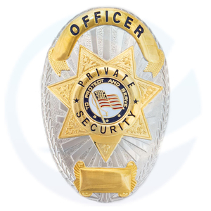OFFICER PRIVATE SECURITY GOLD ON SILVER SHIELD BADGE