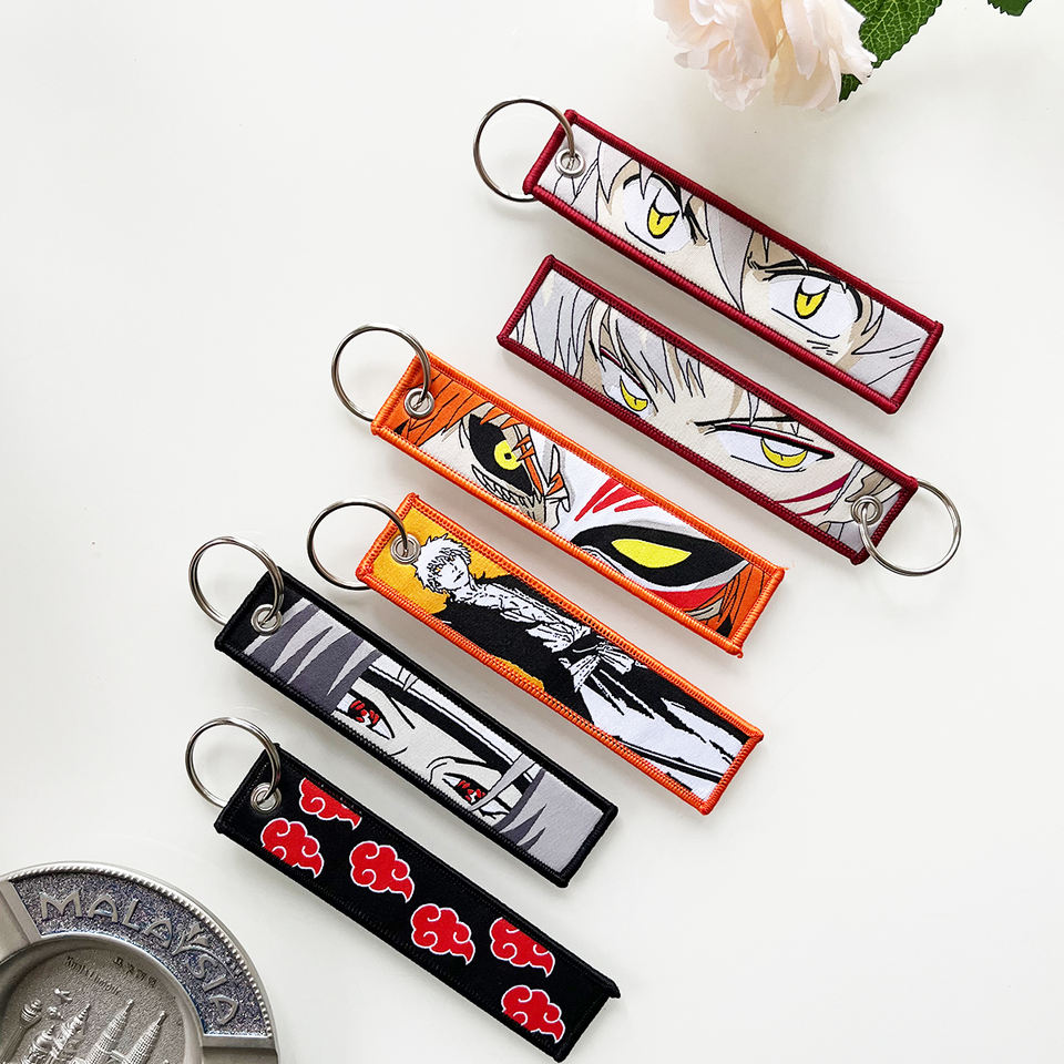 New leather lanyard Embroidered keychain