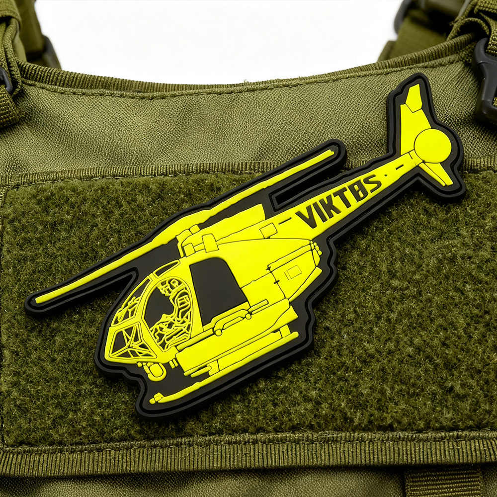 Custom Australian Helicopter Pattern PVC Patch Glow in the Dark 3D Rubber Patch for Jackets Bags and Collectors