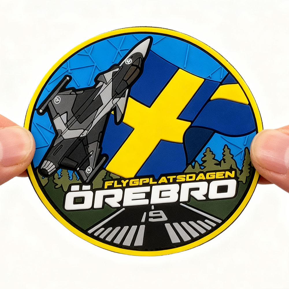 Swedish Aerial Wing PVC Patch Custom 3D Rubber Badge with Hook Loop Backing