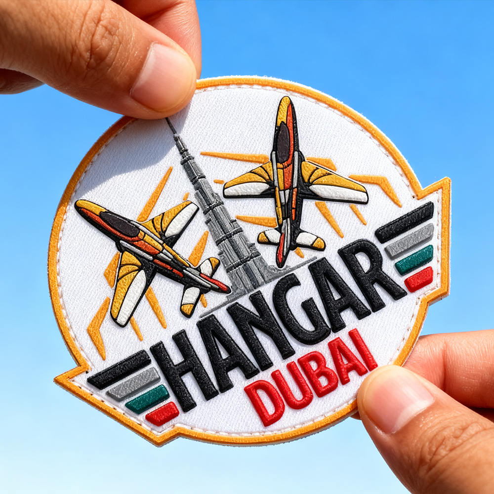 Dubai Flight Wing PVC Patch – Durable Embossed Rubber Emblem with Velcro Back