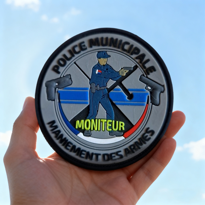 Custom Embossed PVC Badge France Style Training Instructor Patch 3D Soft Rubber Logo Patch for Clothing Bags and Uniforms