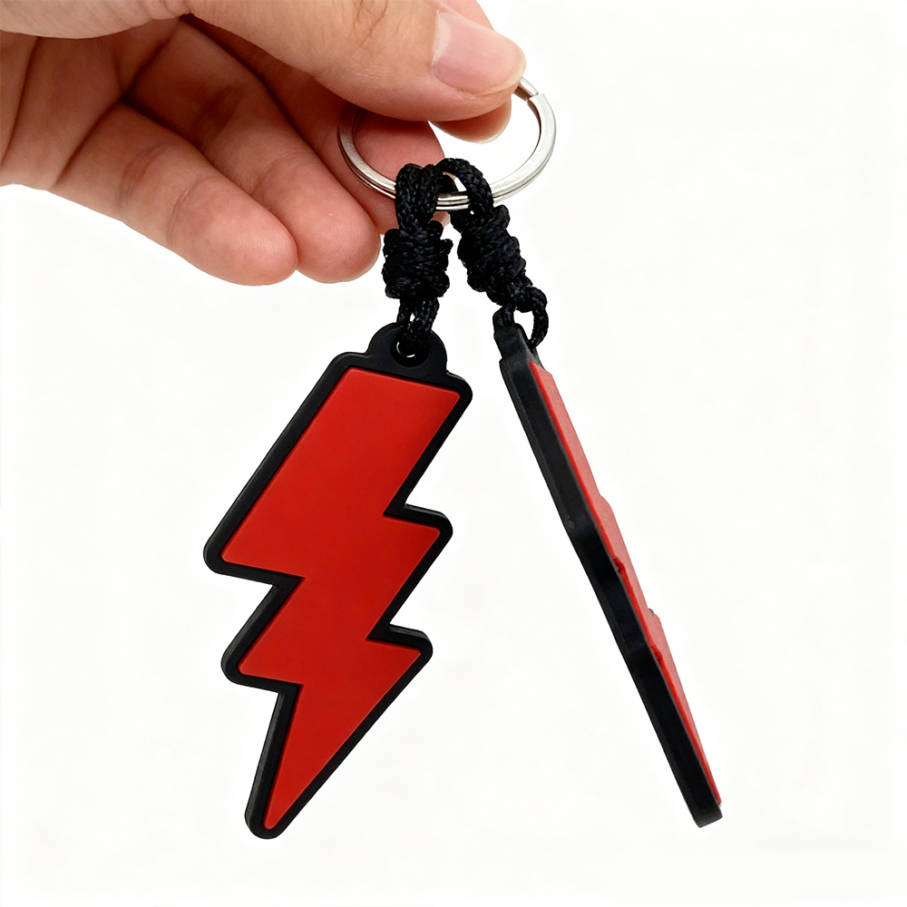 Custom Lightning Shaped Soft PVC Keychain Personalized Rubber Key Ring Logo Charm for Gifts and Branding