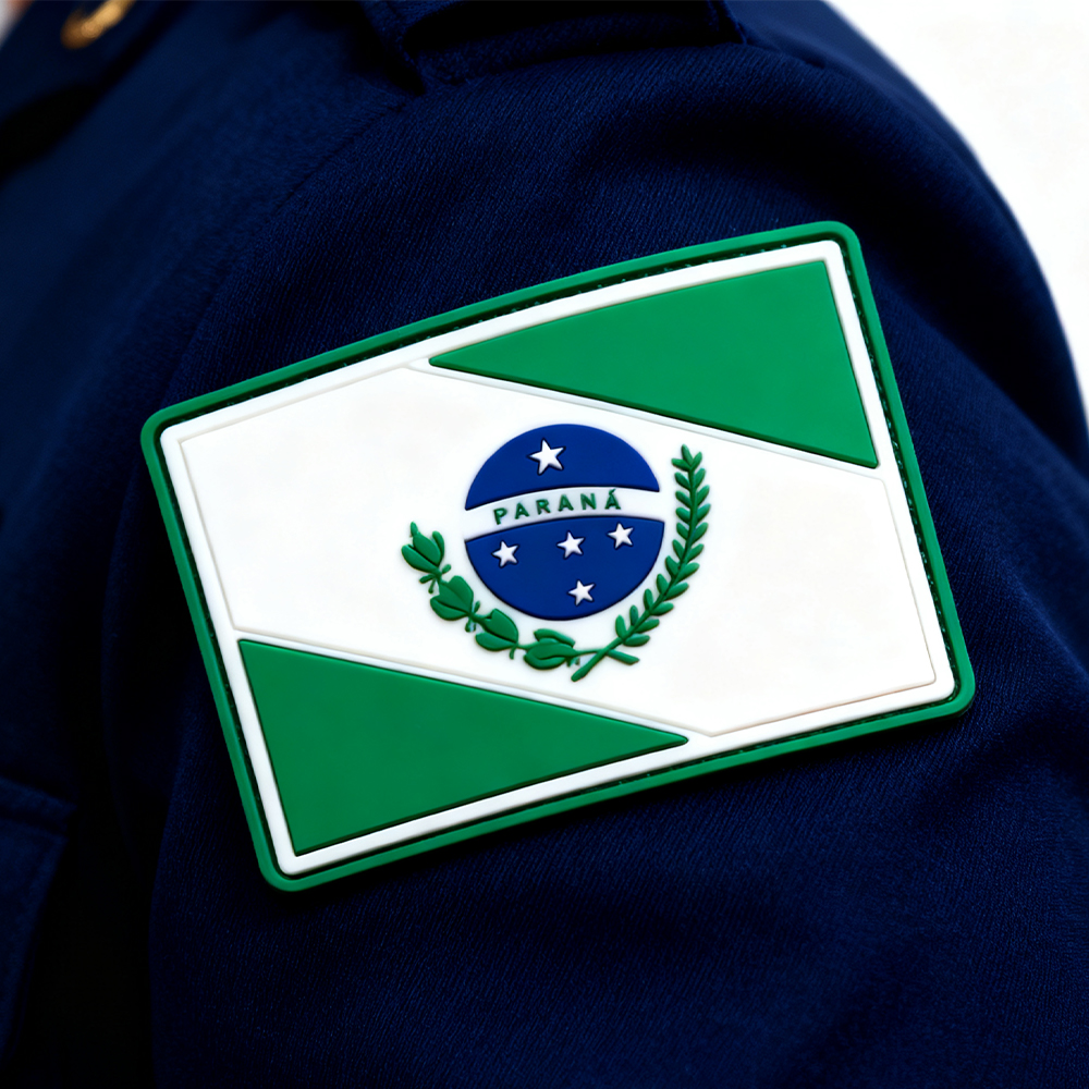 Brazil Parana State Flag PVC Patch 3D Rubber Badge with Hook and Loop Backing