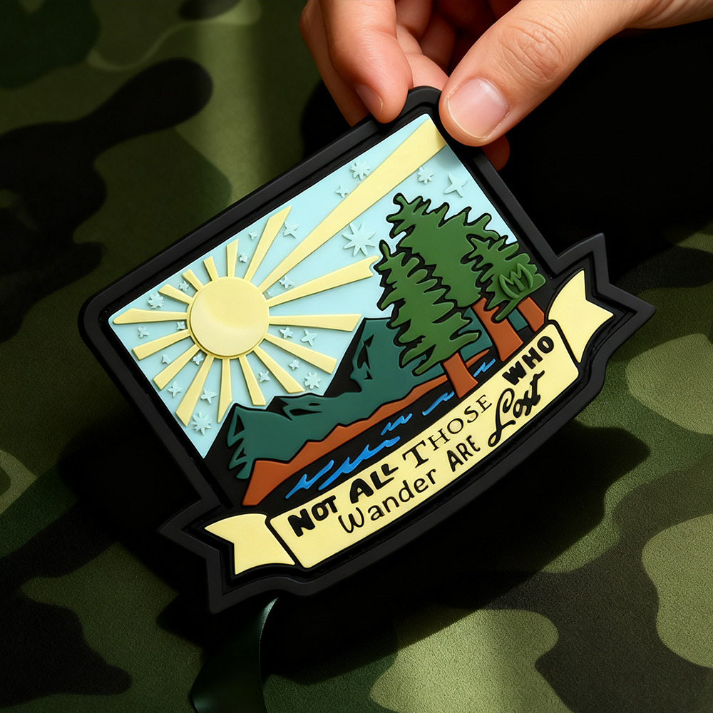 Outdoor Color PVC Patch Not All Those Who Wander Are Lost Vibrant Quote Badge for Backpacks and Jackets