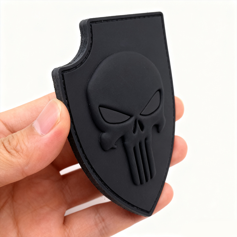 Skull Shield PVC Patch Durable 3D Rubber Emblem for Backpacks Jackets Outdoor Style Gear Decoration