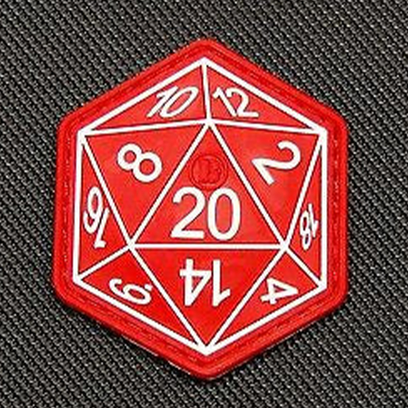 Custom RPG D20 Dice PVC Patch – Soft Rubber 3D Gaming Emblem for Tabletop & Cosplay Accessories