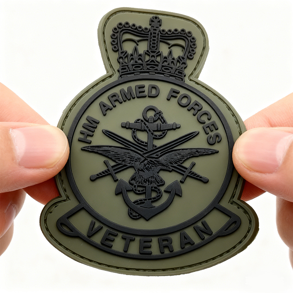 British Veterans PVC Emblem – Weatherproof Rubber Patch with Hook & Loop for Outdoor Packs and Apparel
