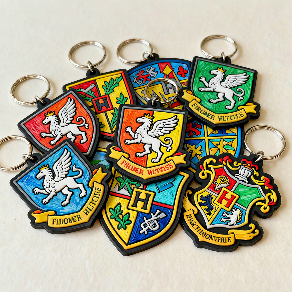 Wholesale Promotional Pvc Keychains Custom Designer Silicone University School Emblem Letter Key Chain Ring Rubber Keychain