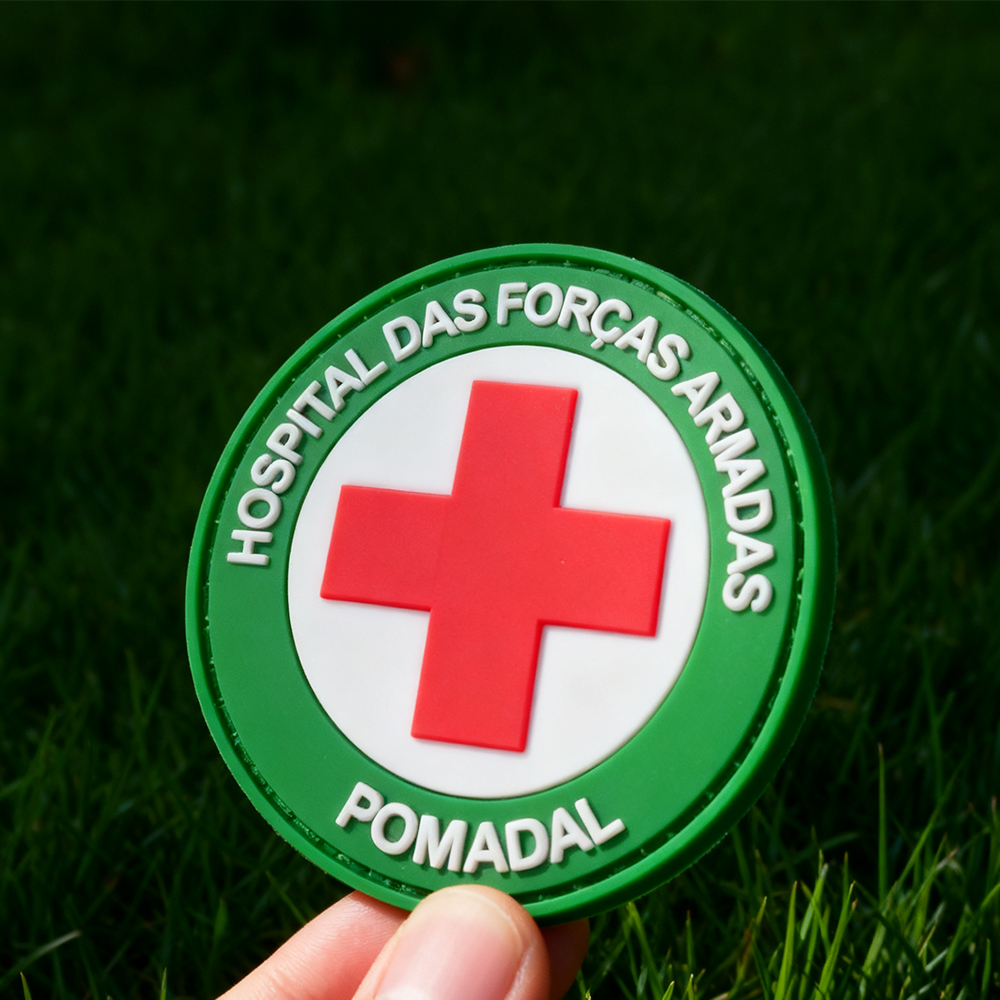 Custom Brazilian Armed Forces Hospital PVC Patch 3D Soft Rubber Badge with Hook and Loop Backing