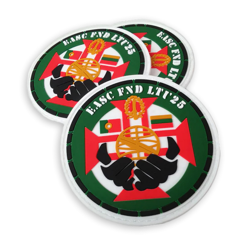 Custom EASC FND LTU25 Lithuania PVC Patch 3D Soft Rubber Badge with Hook and Loop Backing