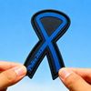 Blue Ribbon Shape PVC Patch Custom Soft Rubber Patch Durable PVC Emblem Unique Blue Ribbon Badge for Clothing Bags Accessories