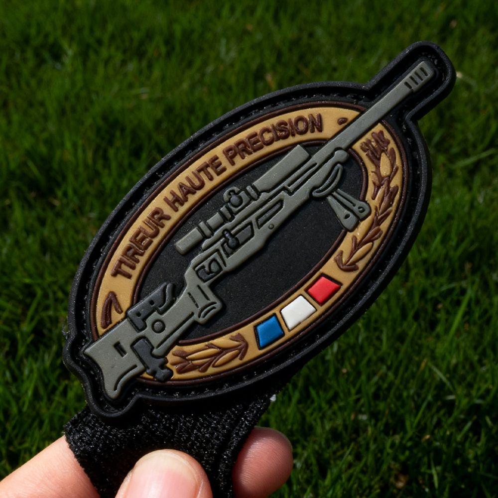Custom French High Precision Shooter PVC Patch Soft Rubber Badge for Jackets Backpacks Outdoor Gear