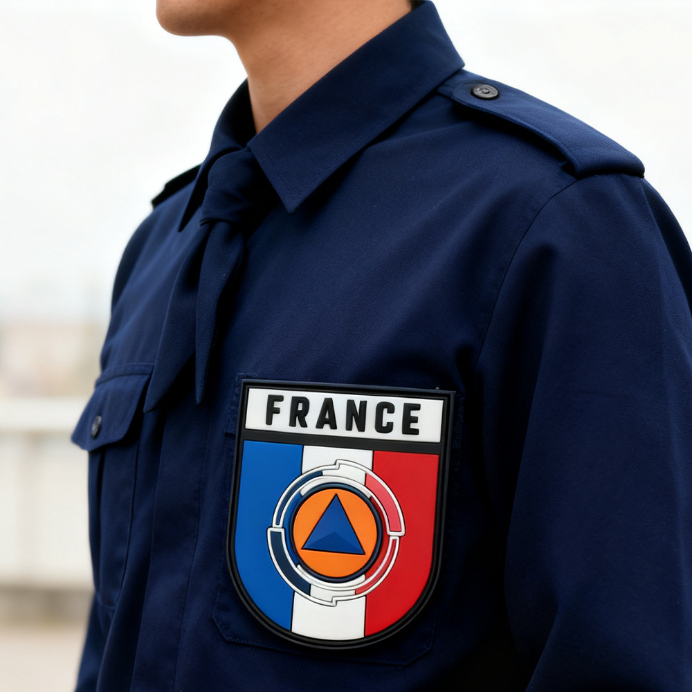 Custom FRANCE Civil Security PVC Patch 3D Soft Rubber Badge Embossed Logo Label for Jackets Backpacks and Outdoor Gear