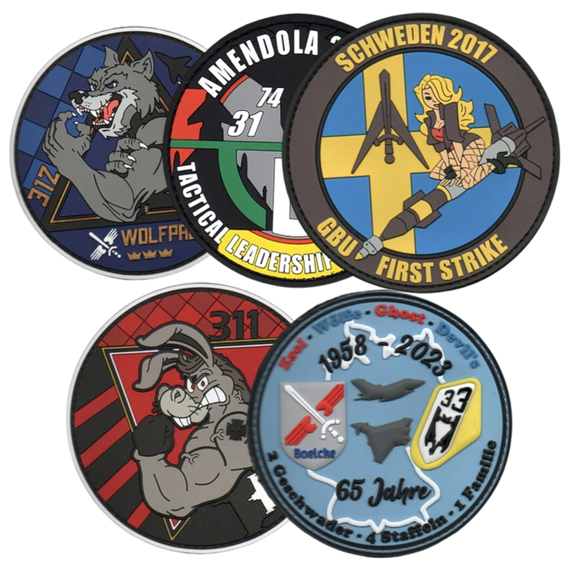 Custom Eco-Friendly German Aviation Unit PVC Patch 3D Soft Rubber Flying Wings Badge Hook Loop for Jackets Bags Uniforms