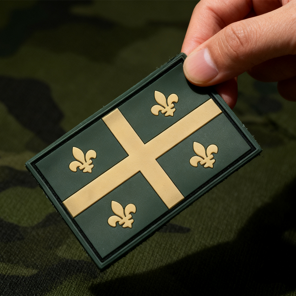 Custom Quebec Tactical PVC Patch 3D Soft Rubber Badge with Hook and Loop for Jackets Backpacks and Gear