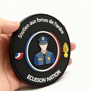 French police Emblem PVC Patch with Tricolor Shield Design