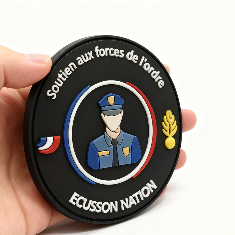 French police Emblem PVC Patch with Tricolor Shield Design