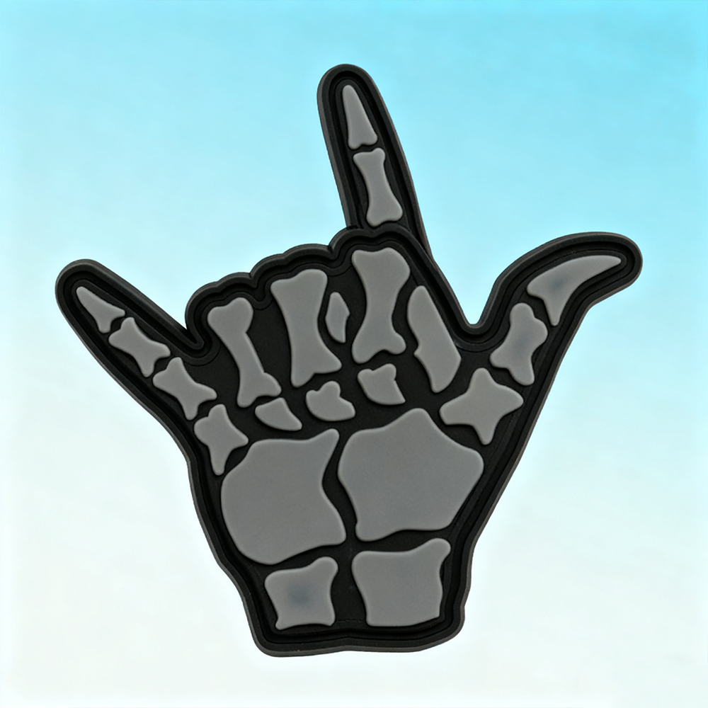 Dead Shaka PVC Patch 3D Rubber Hook Back Badge for Gear Bags Jackets