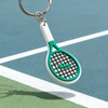 Wholesale Custom Soft PVC Paddle Tennis Racket Keychain Personalized Rubber Padel Racket Key Ring for Sports Fans