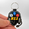 Custom 911 Emergency Double-Sided Soft PVC Rubber Keychain Personalized Logo Key Ring Souvenir Gift for Firefighter Police EMS