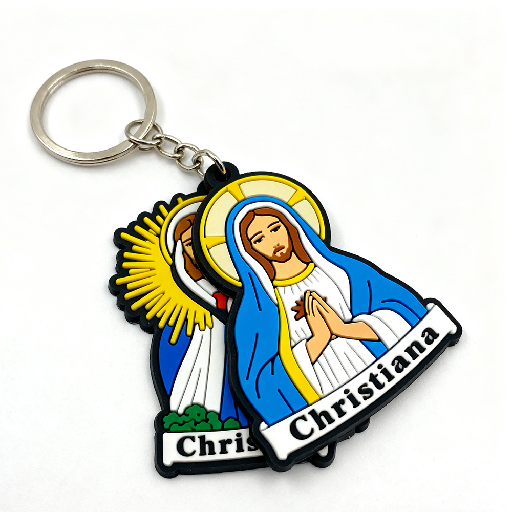 2025 Low Moq Custom 2D Rubber Christian logo Custom Charms Souvenirs Gift Keychain Ring Cartoon Accessories for Keychains