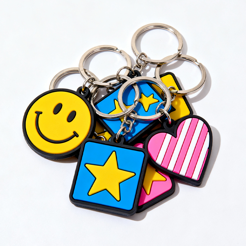 Popular Rubber Keychain Soft Pvc Custom Embossed 3d logo Colorful