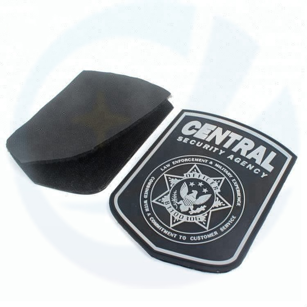 Hook and Loop Backing Injection Custom 3D Embossed Brand Logo PVC Rubber Patches for Uniforms