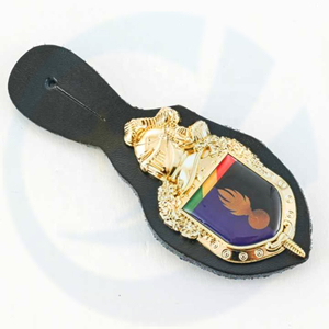 factory custom hat collar clothes soft enamel brooch commemorative metal badge with leather backing