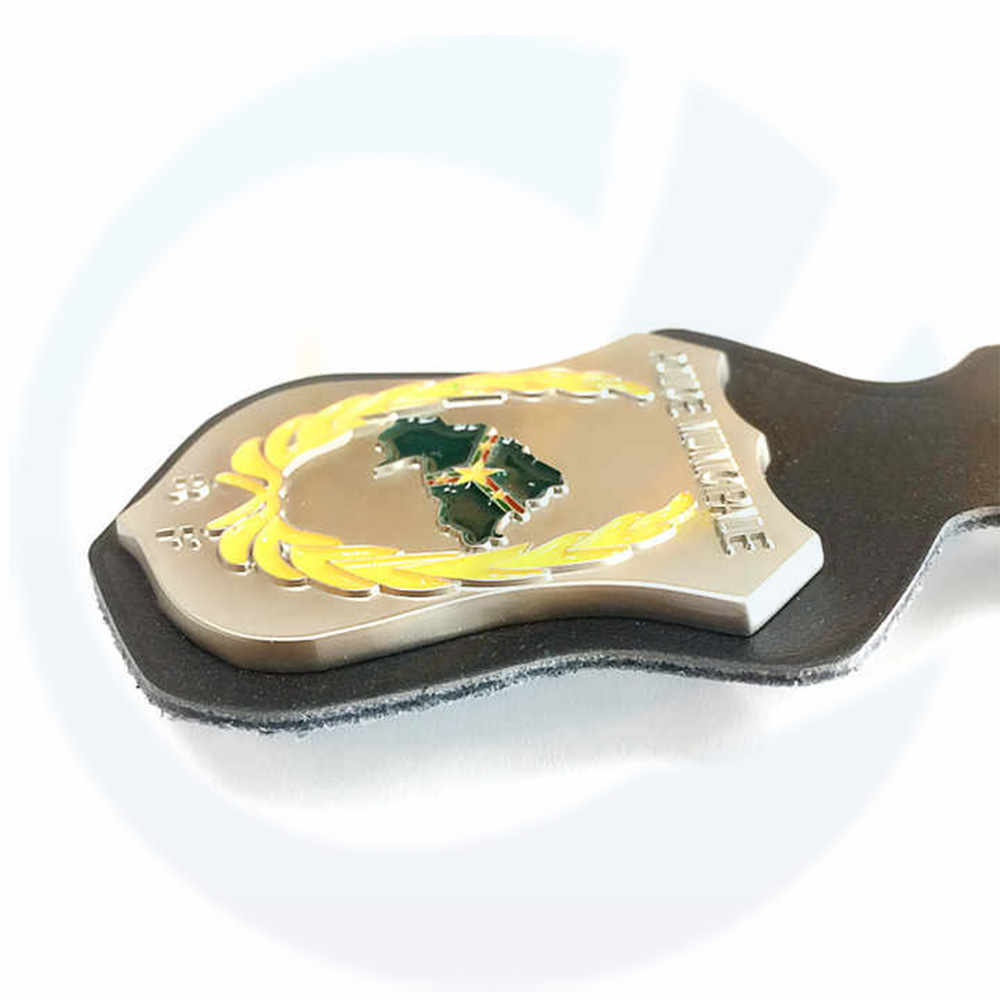 custom with PU leather strap hanging badge
