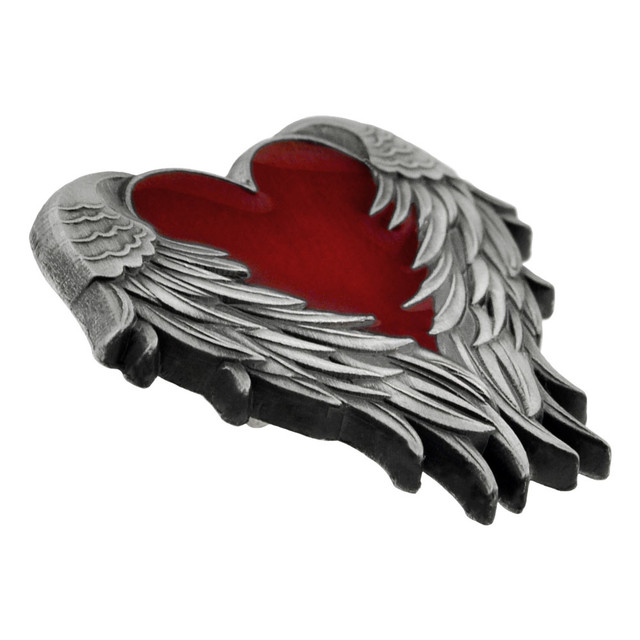 Heart with Angel Wings Pin - Antique Nickel