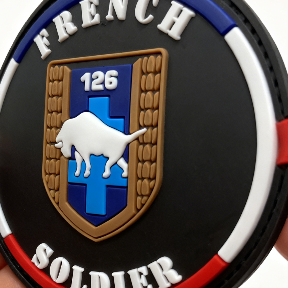 French Style Uniform PVC Patch Custom Soft Rubber Emblem Inspired by Classic French Elements for Clothing Bags Accessories