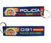 Custom Spain Police Embroidery Key Tag Double Sided Woven Keychain for Uniform and Duty Use OEM
