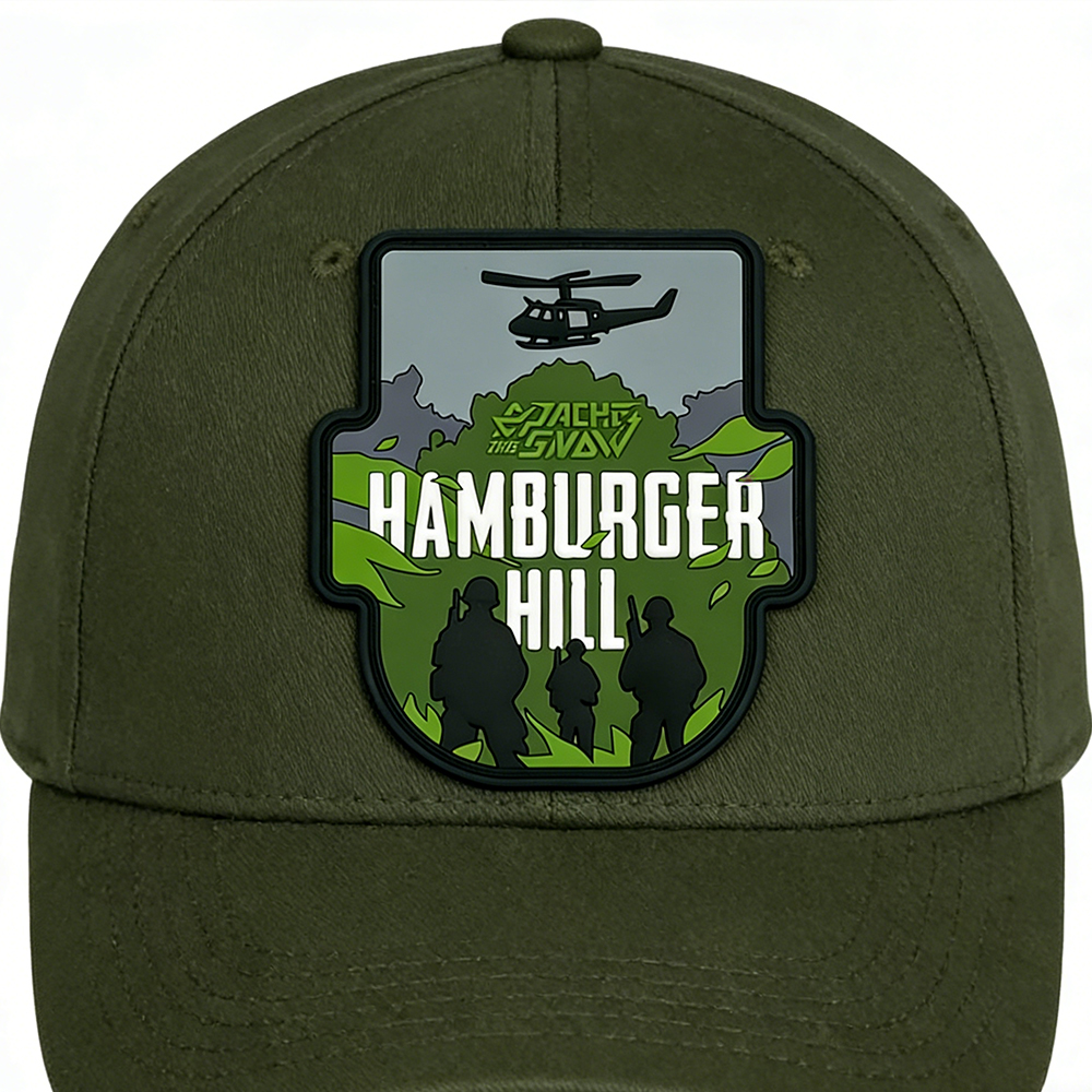 United States Hamburger Hill PVC Patch Custom Soft Rubber Scenic Mountain Helicopter Theme Patch for Apparel Bags Gear