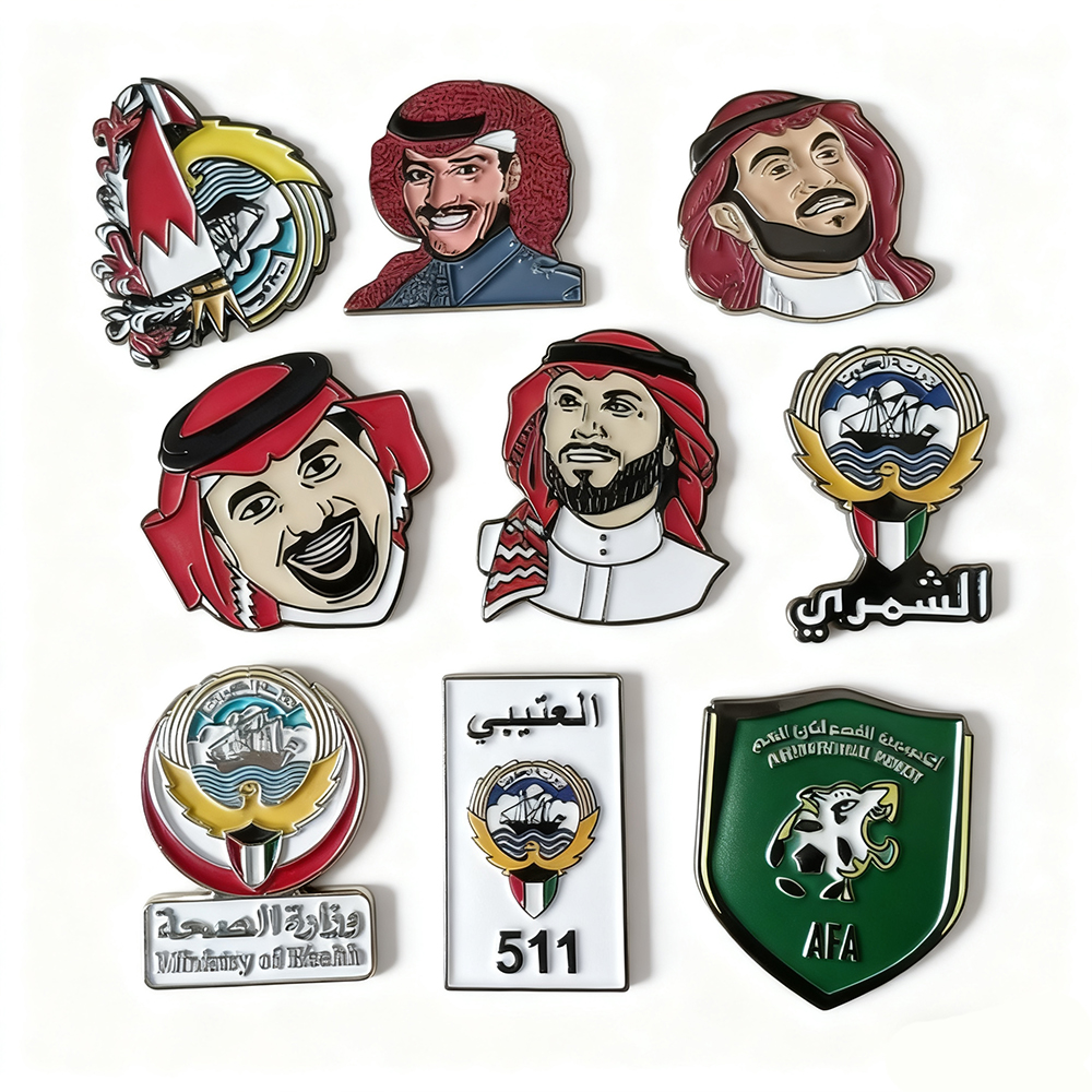 Manufacturer Personalized Design Saudi Logo Magnetic 3M Enamel Pin Badge Phone Case Metal Mobile Adhesive Custom Phone Sticker
