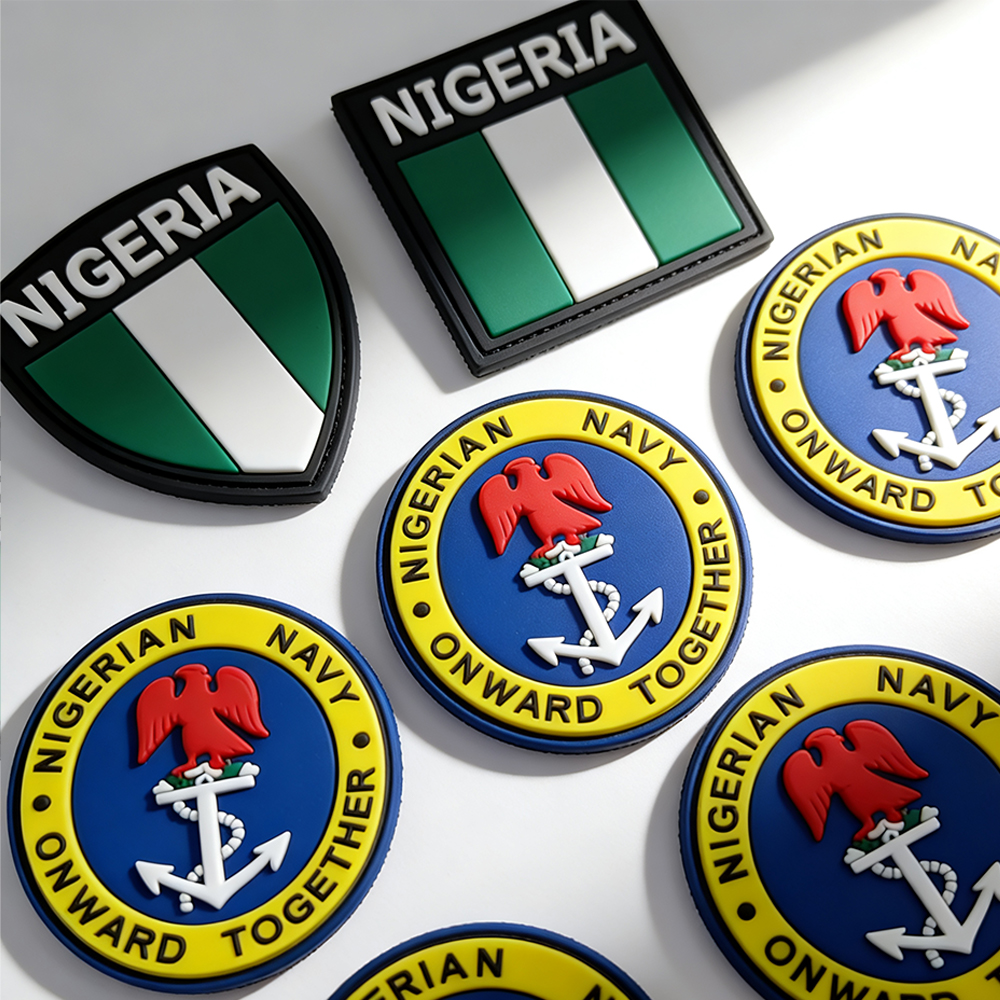 Custom Logo 3D Heat Press Transfer Transparent Silicone Beanie Custom NIGERIA PVC Soft Rubber Patches Labels with Velcro