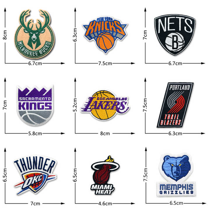 Factory Direct Sales Basketball Team Logo Patches Sportswear Embroidery Labels Applique