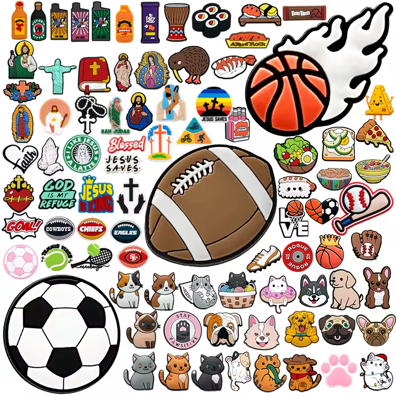 New Wholesale Pvc Custom Clog christian cat dad cow cartoon baseball sports butterfly basketball soccer football shoe charms