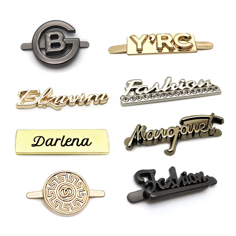 High Quality Custom Brand Name Letter Engraved Plate Tag Garment Metal Logo Labels for Clothing