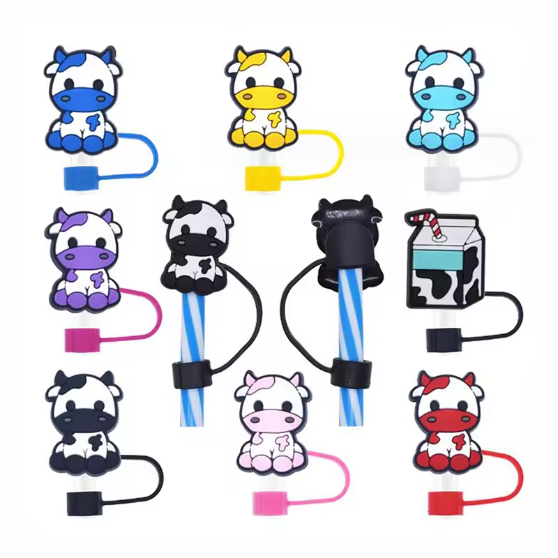 10mm Wholesale Tumbler straw topper Dust proof Toppers Covers silicone Charms Straw Topper Cover for drinking cup straws