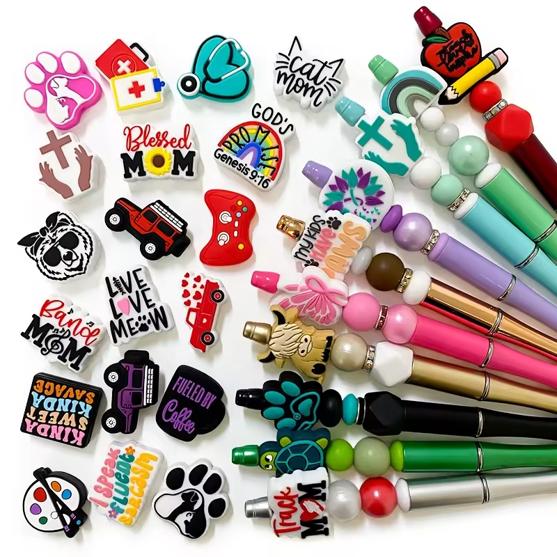 Wholesale Custom Food Grade Easy String DIY Jewelry Bracelet Beads On Pen Animal Focal Beads